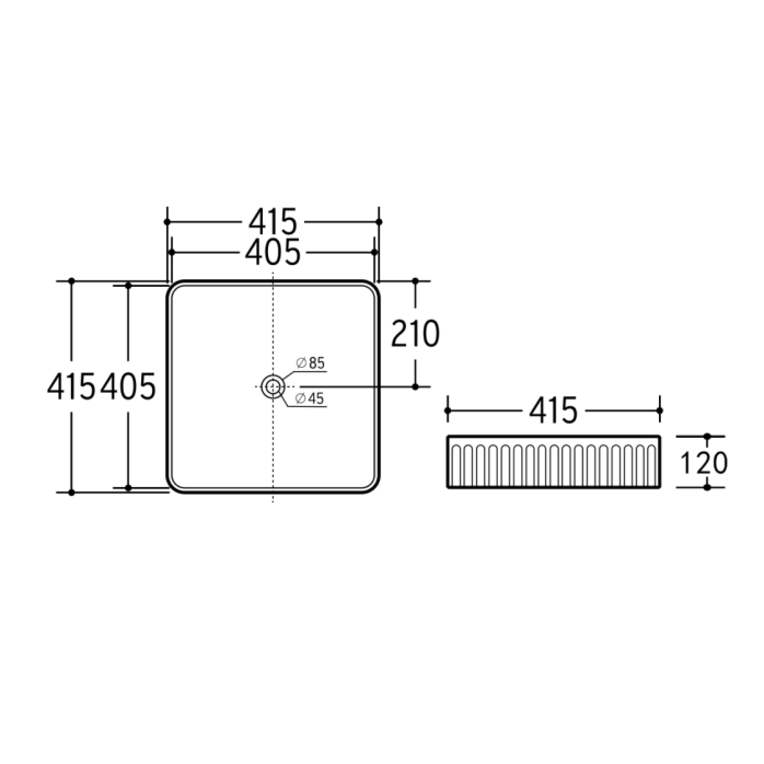 Above Counter Basin 415*415*120mm