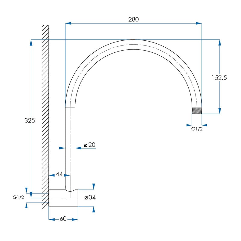 Luxury Gooseneck Shower Arm Chrome LGNWMA
