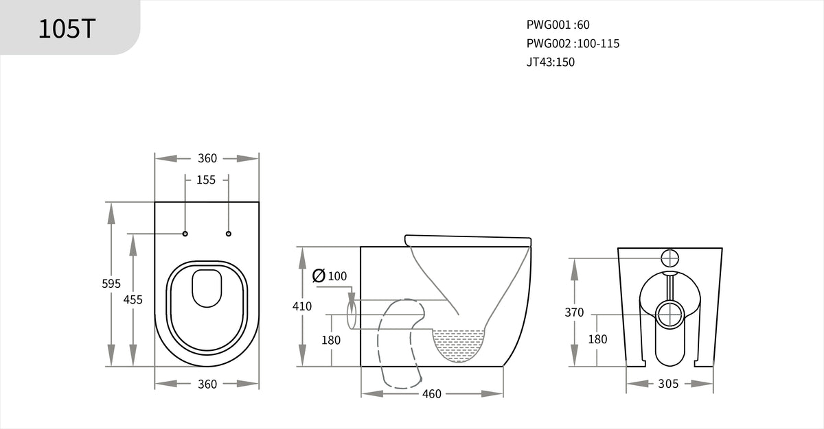 Veda Tornado Wall Faced Floor Pan Trap Included 595*360*410mm - Gloss White