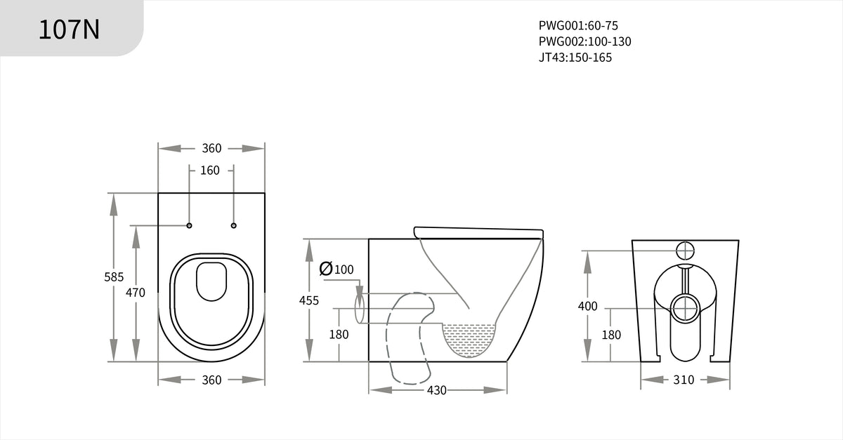 Elvera Wall-Faced Toilet 585*360*455mm