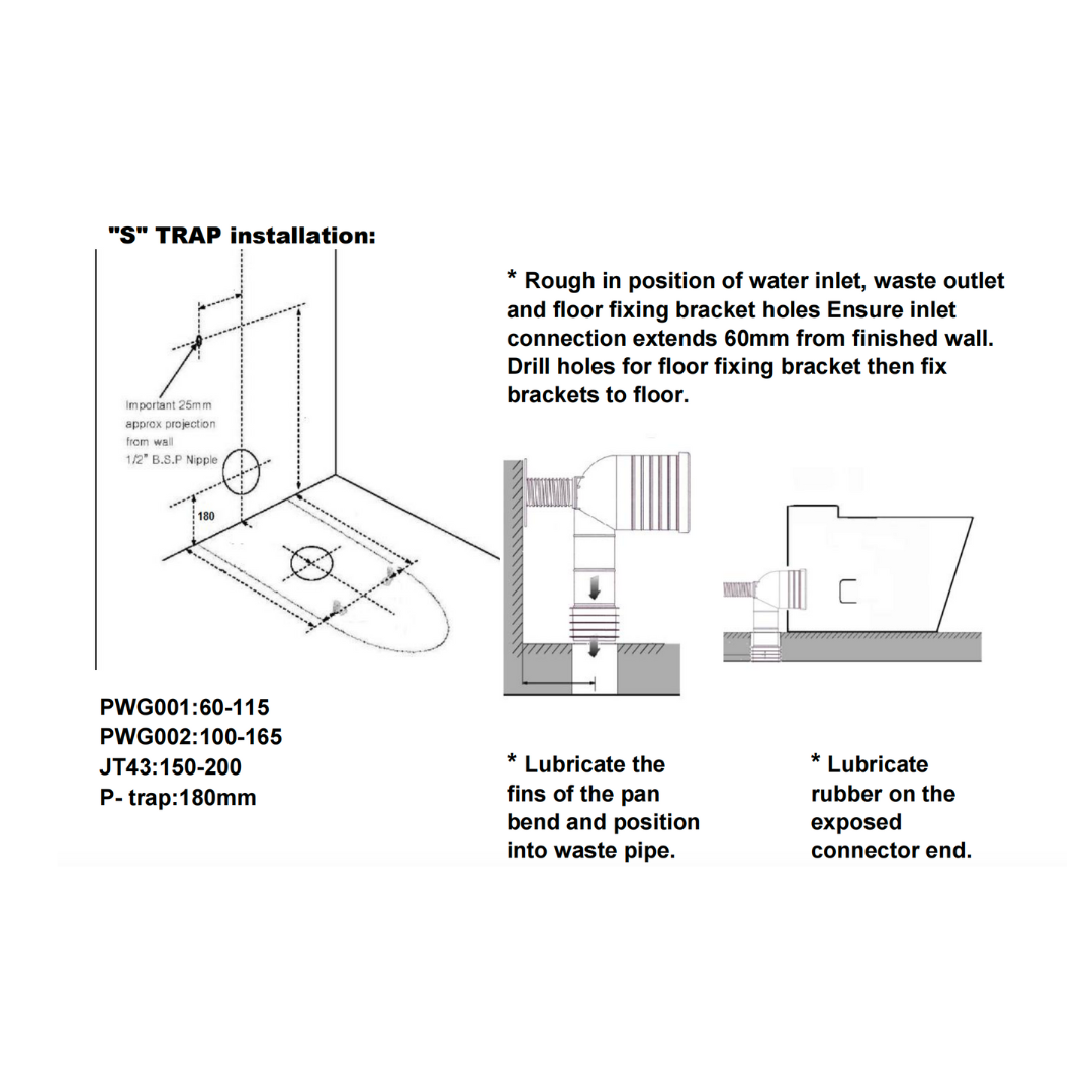 Back to Wall Rola BTW Toilet Suite 635*380*830mm Trap Included