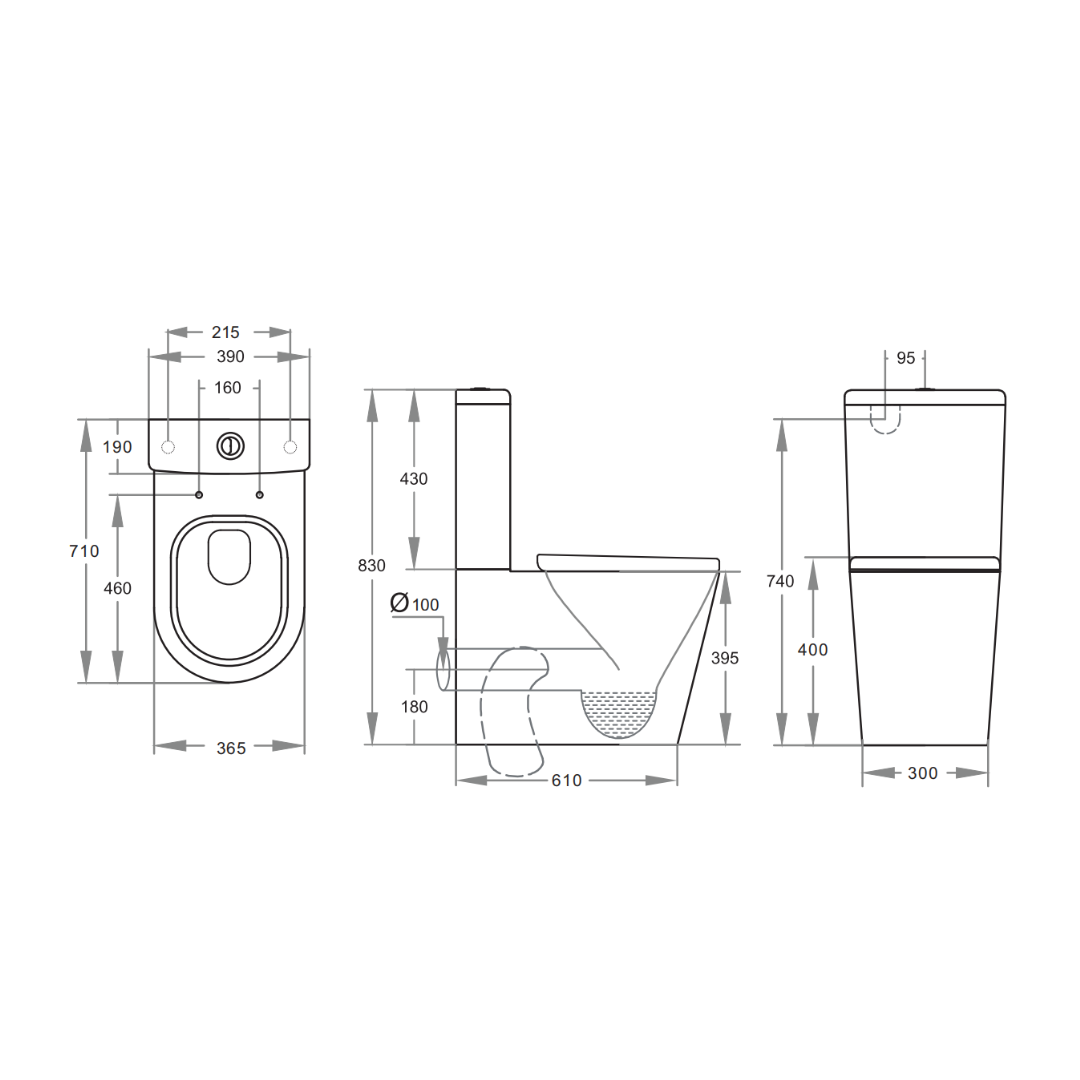 Stella Back to Wall Rimless Toilet Suite 710*390*830mm Trap Included