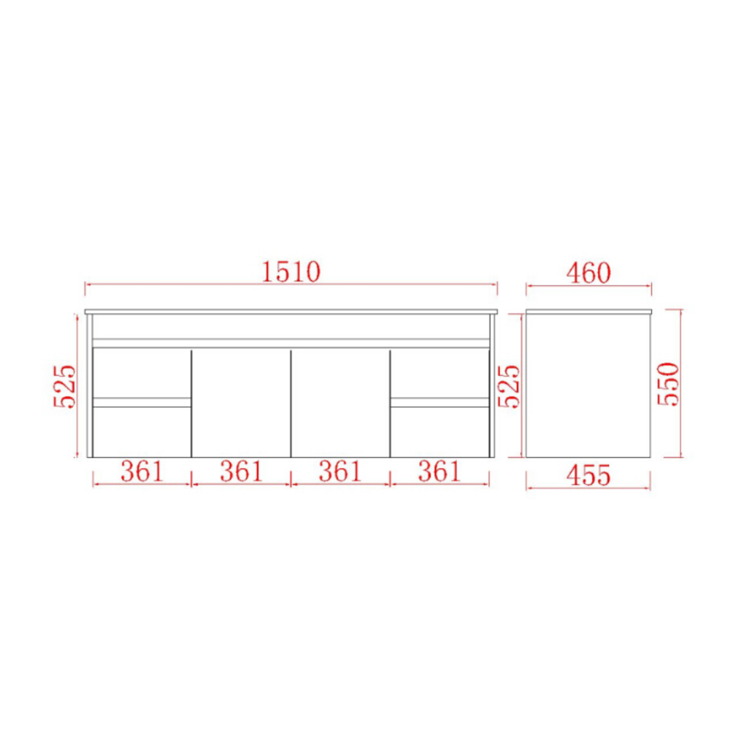 Arctic Gloss PVC Vanity 1490*470*550mm