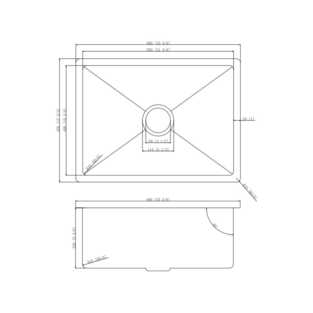 Stainless Steel Kitchen Sink 600*450*220mm