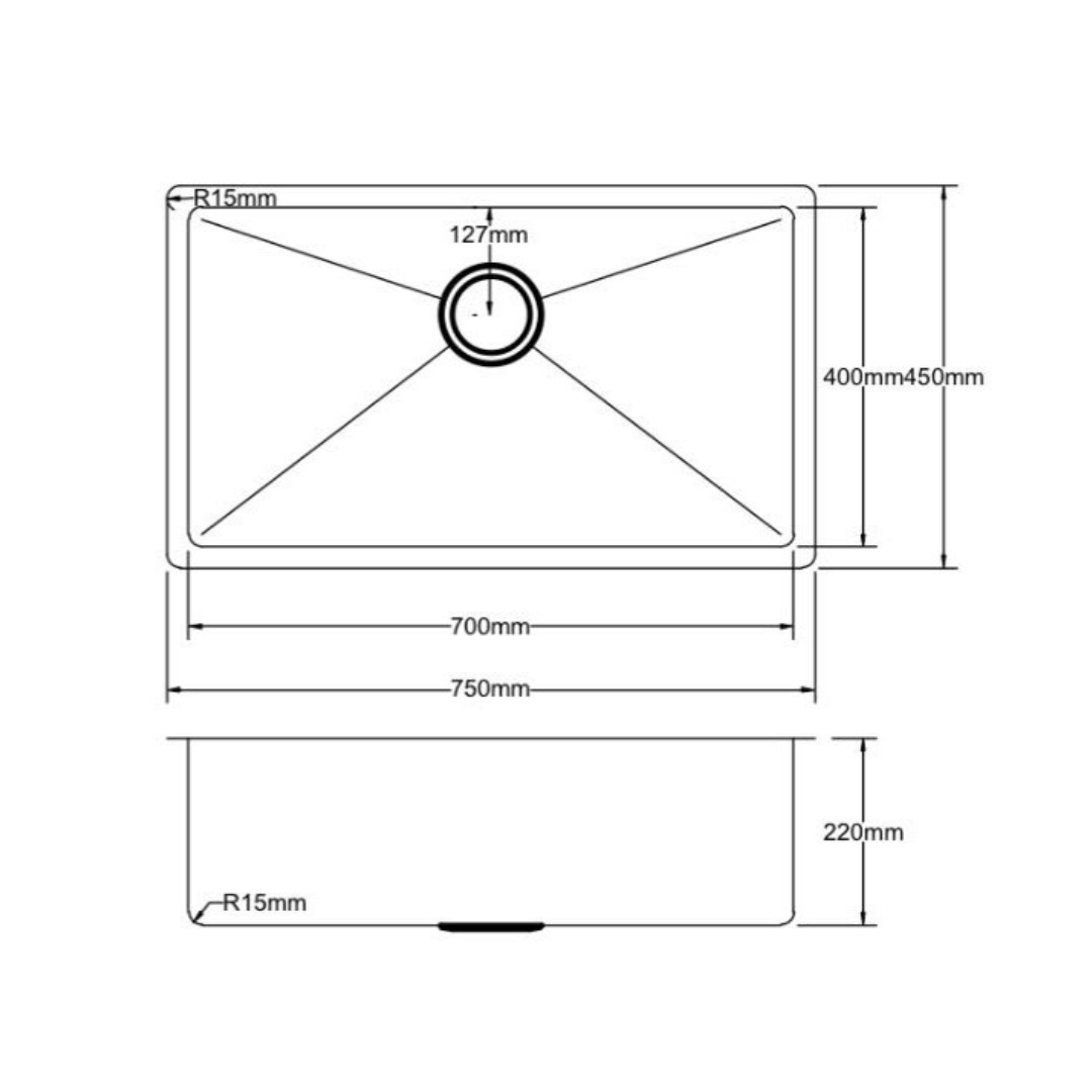 Stainless Steel Kitchen Sink 750*450*220mm