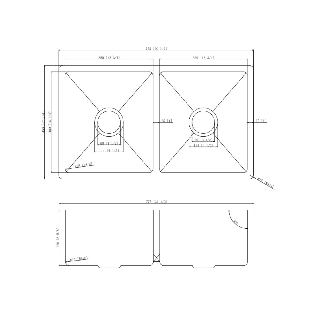 Stainless Steel Kitchen Sink 775*450*220mm