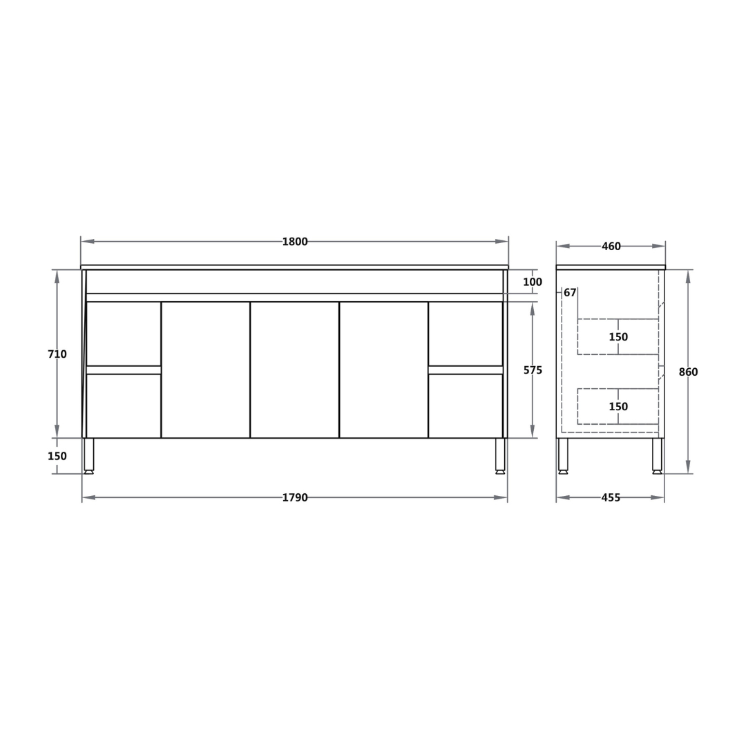 Polar PVC Leg Vanity 1800*460*880mm