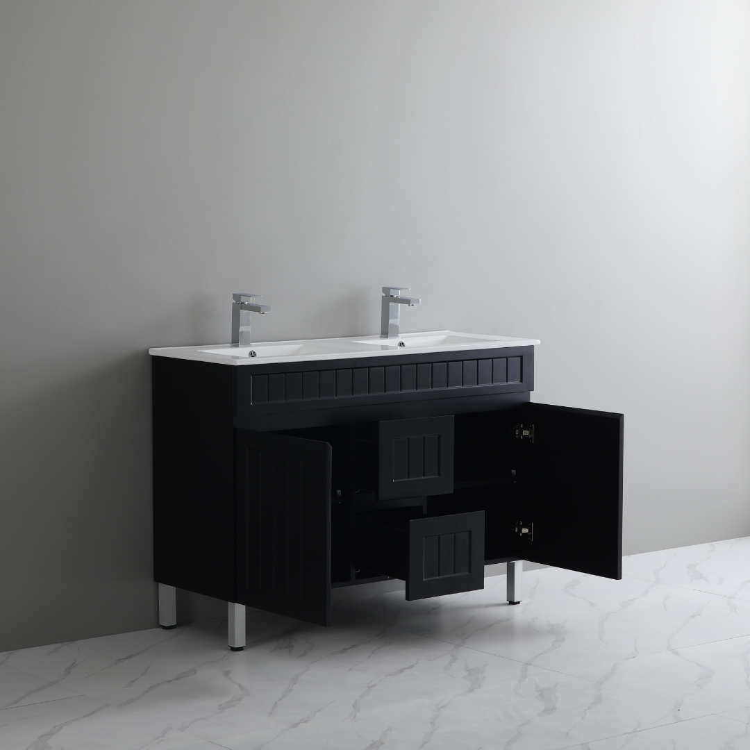 Ceto ACACIA 1200*460*860mm double bowl free standing Matte black Vanity