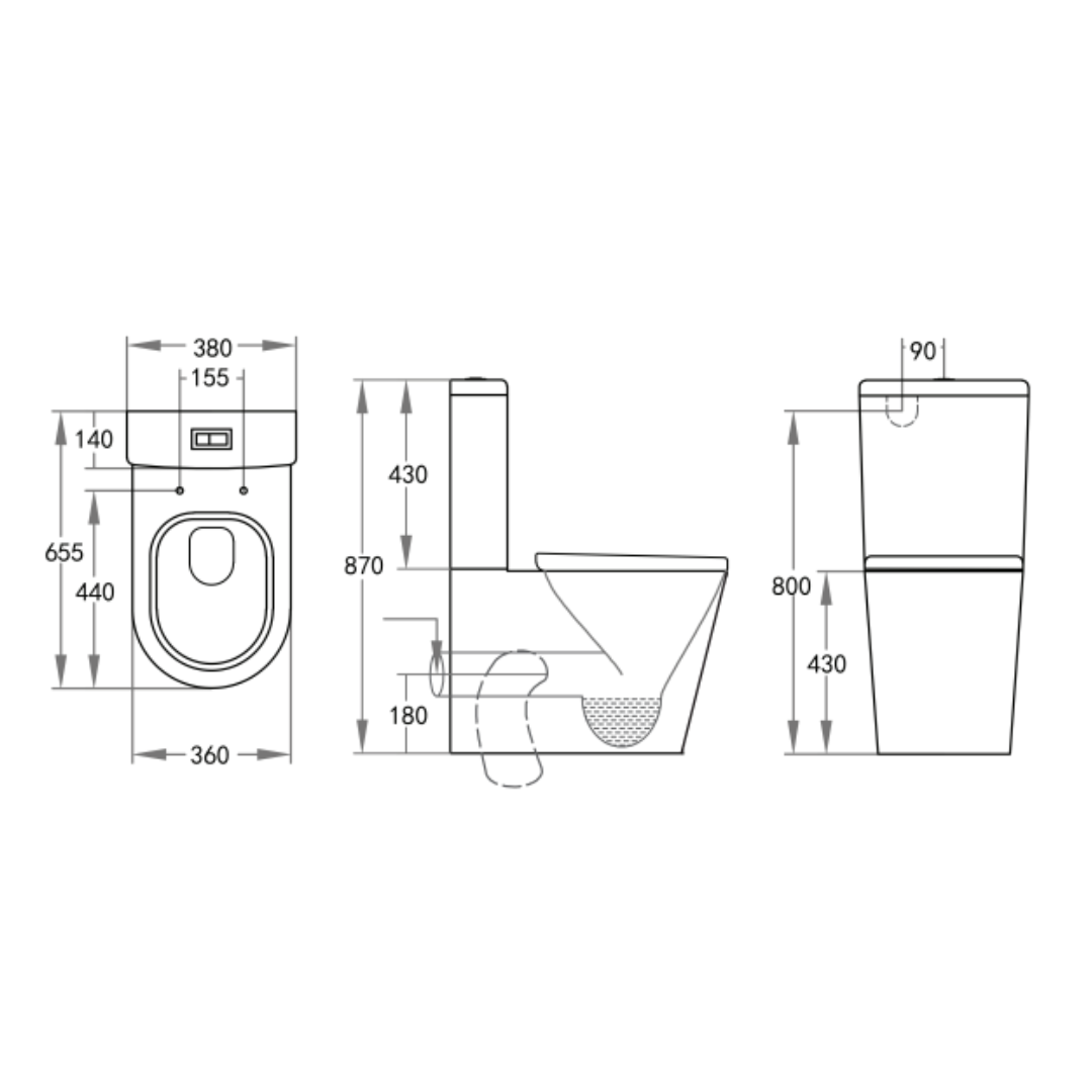 Vivid Tornado BTW Toilet Suite Trap Included 655*385*870mm