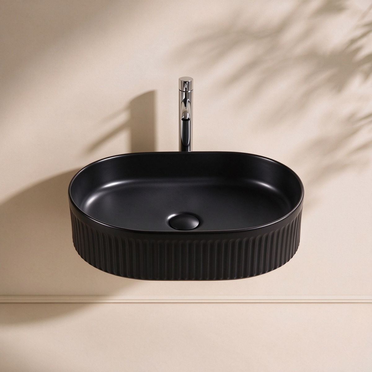 Cascade Flute Oval Art Basin 590*370*100mm LH-BS12-590GWMW/MB