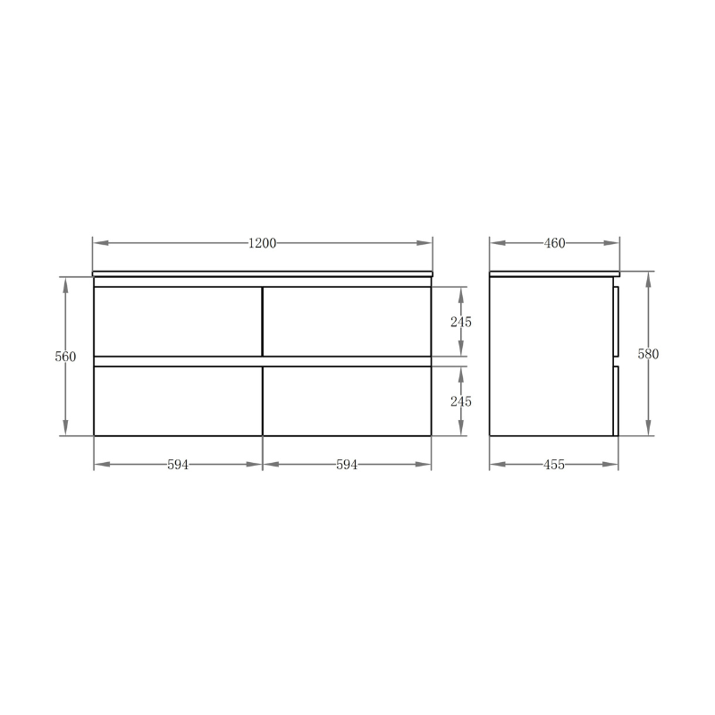 PVC Wall-Mounted Vanity Cabinet 1200/1500mm(4 Drawers)