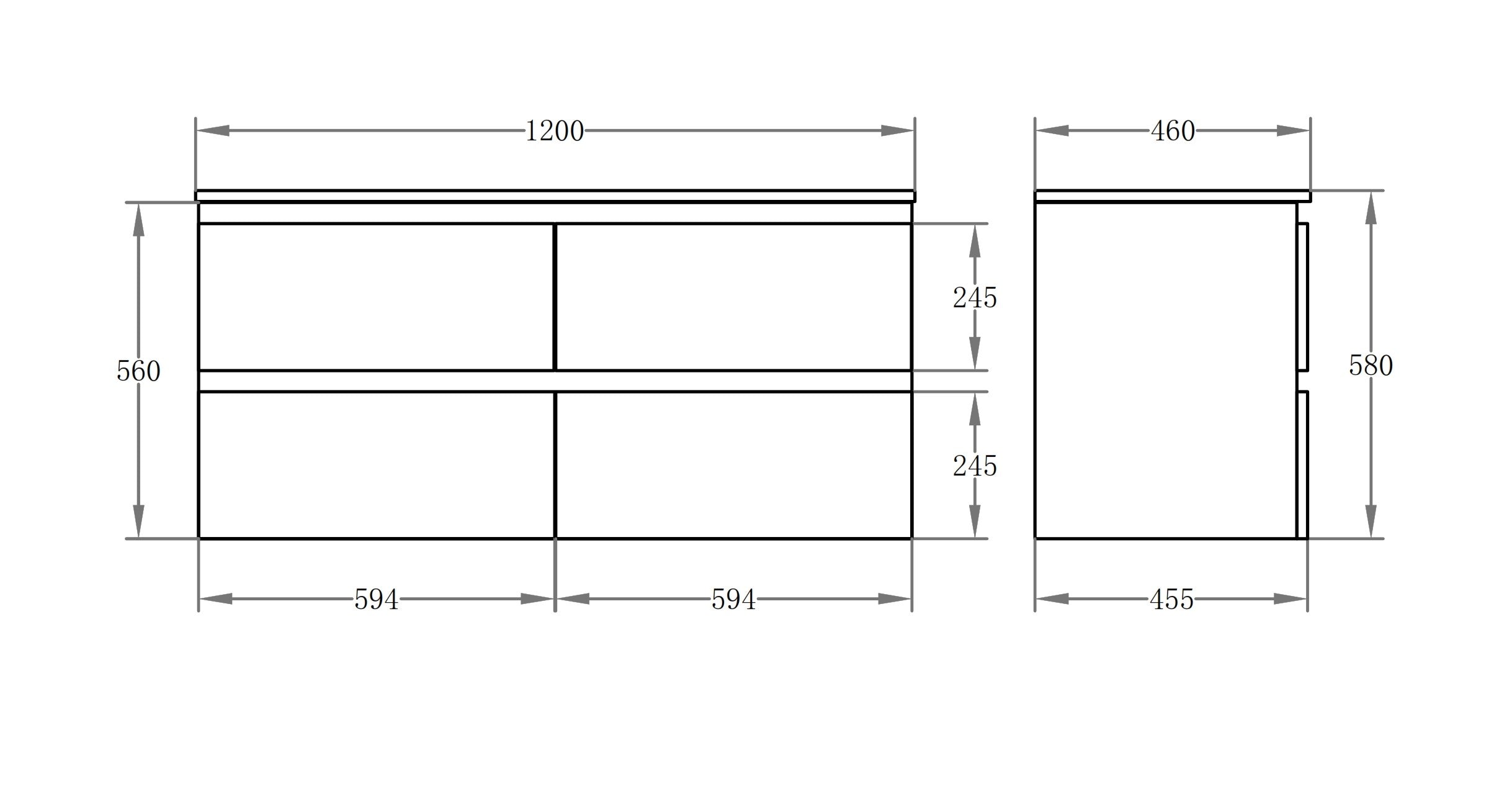 1200x460x580mm Double Vanity Set RIVA 1221-WH