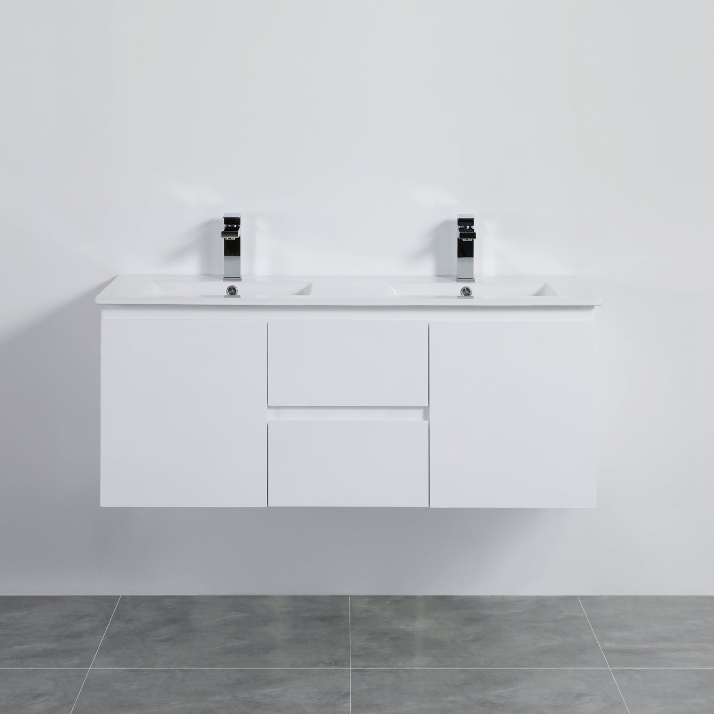 600/750/900/1200mm Wall-hung MDF Bathroom Vanity White Cabinet with Ceramic Top