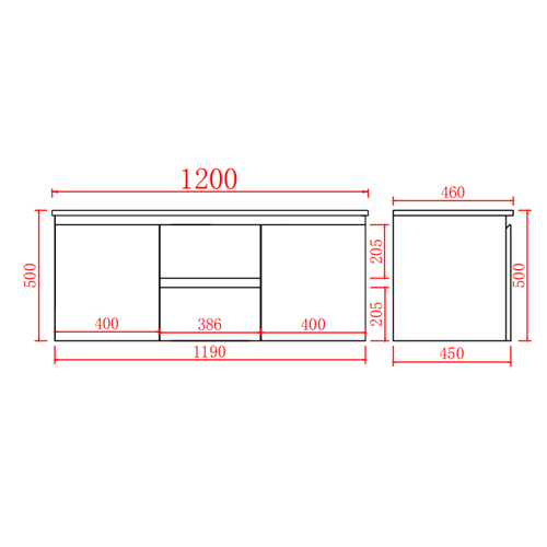 600/750/900/1200mm Wall-hung MDF Bathroom Vanity White Cabinet with Ceramic Top