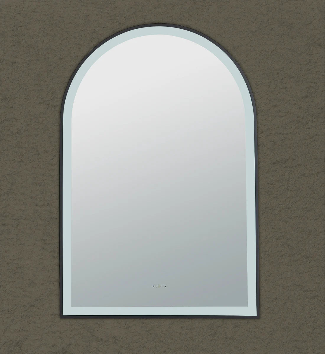Iron Arch Framed LED Bathroom Mirror – Front & Backlit Smart Touch-Free Controls 600×900mm