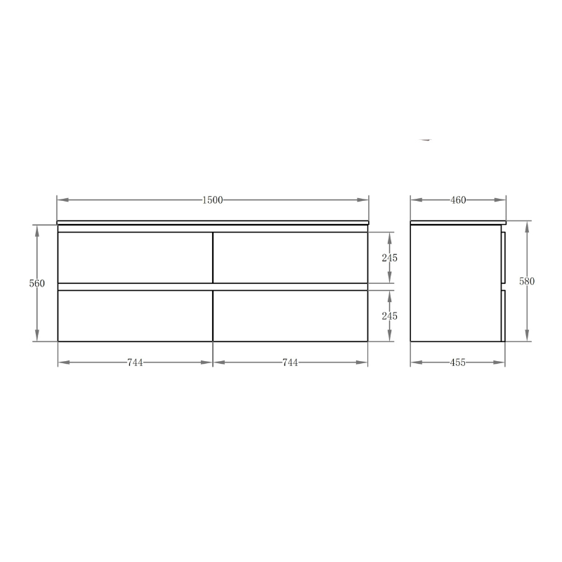 PVC Wall-Mounted Vanity Cabinet 1200/1500mm(4 Drawers)