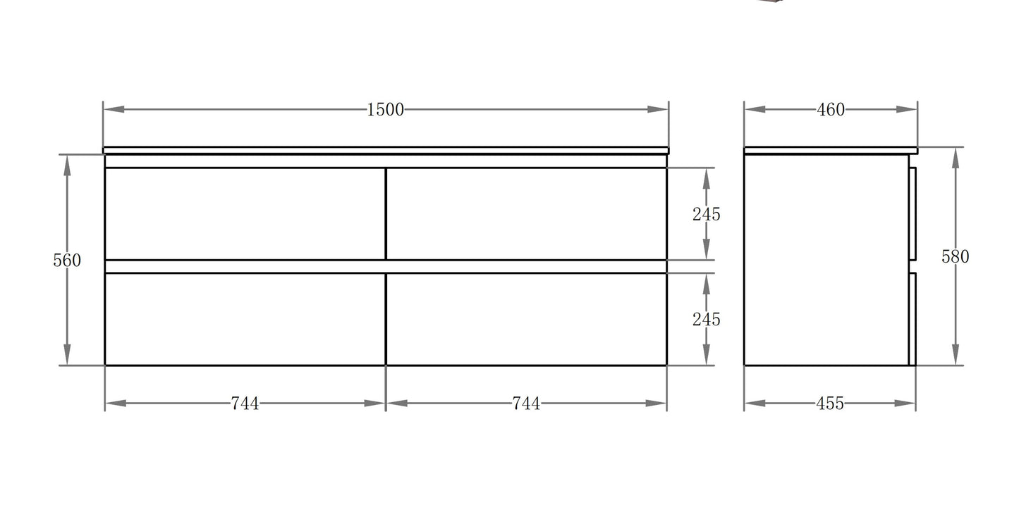 1500x460x580mm Double Vanity Set RIVA 1521-WH
