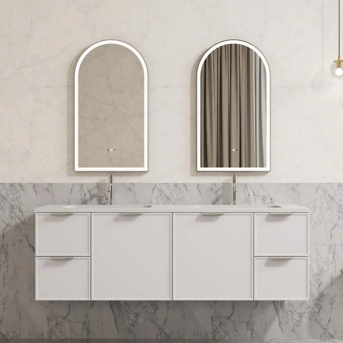 Iron Arch Framed LED Bathroom Mirror – Front & Backlit Smart Touch-Free Controls 600×900mm