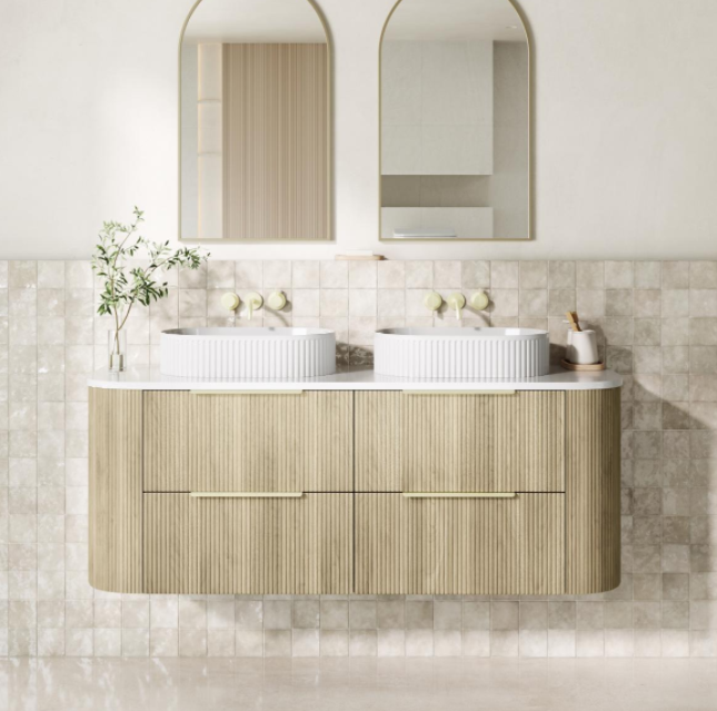 VITO ARDEN Fluted Curved Vanity with soft closing drawers 1200/1220/1500mm