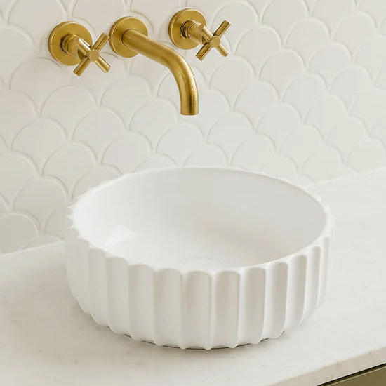 VITO Oslo Fluted Round Ceramic Above-Counter Basin 420*420*140mm