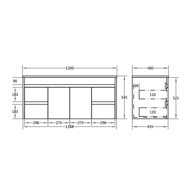 Arctic Gloss PVC Vanity 1200*460*550mm