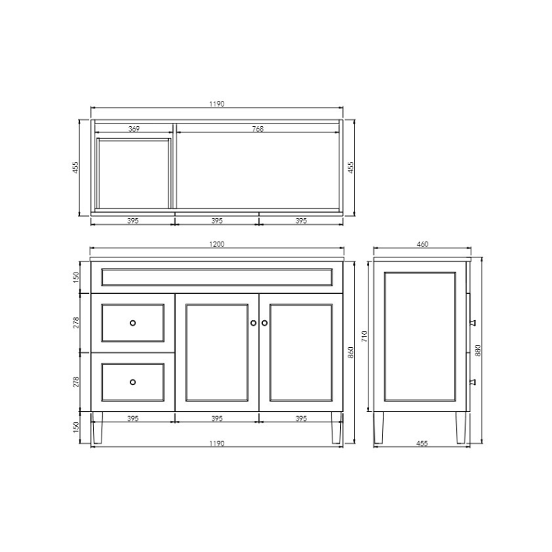Ashford Floor PVC Cabinet Soft Closing Doors 1190/1500mm