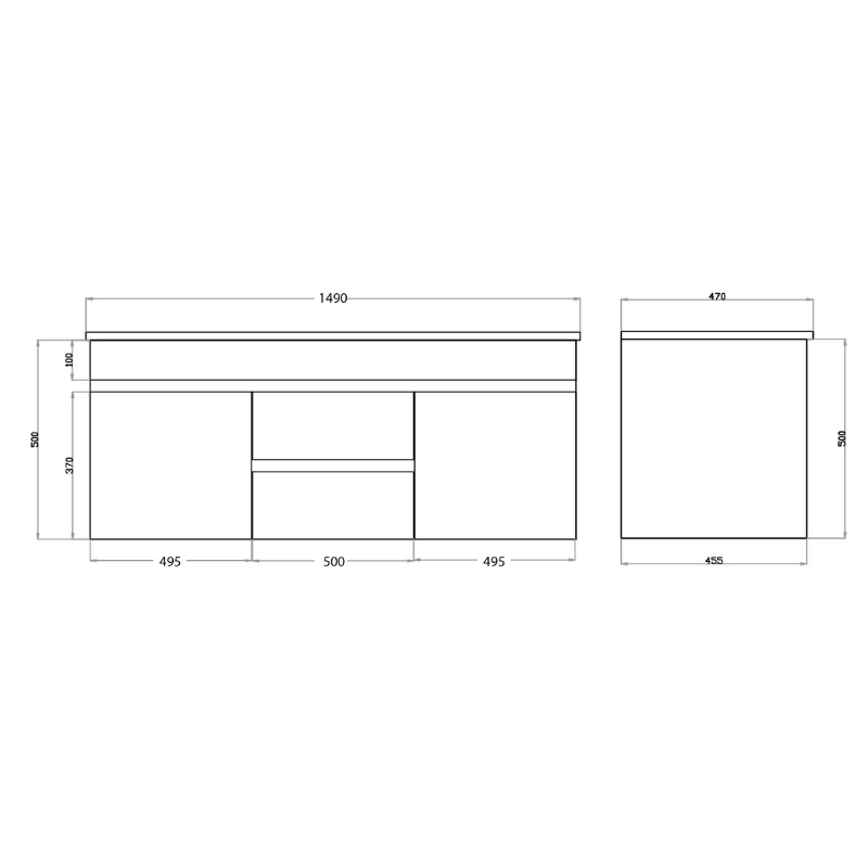 Wall Hung White Polyurethane PVC Standard Vanity 600-1800mm