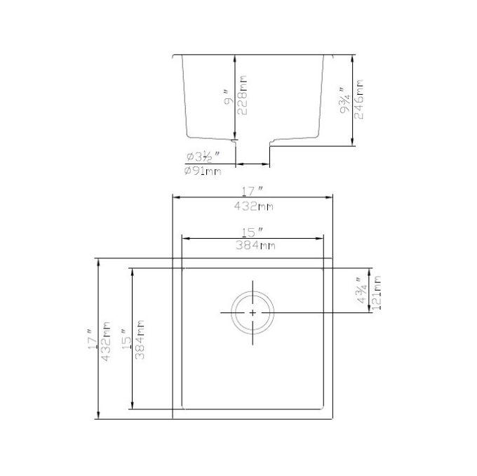 432*432*246mm Quartz Undermount Kitchen Sink QKS4343-MB/MW