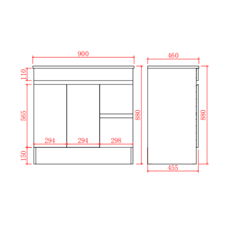Leg Vanity Cabinet (PVC Material) 600/750/900mm