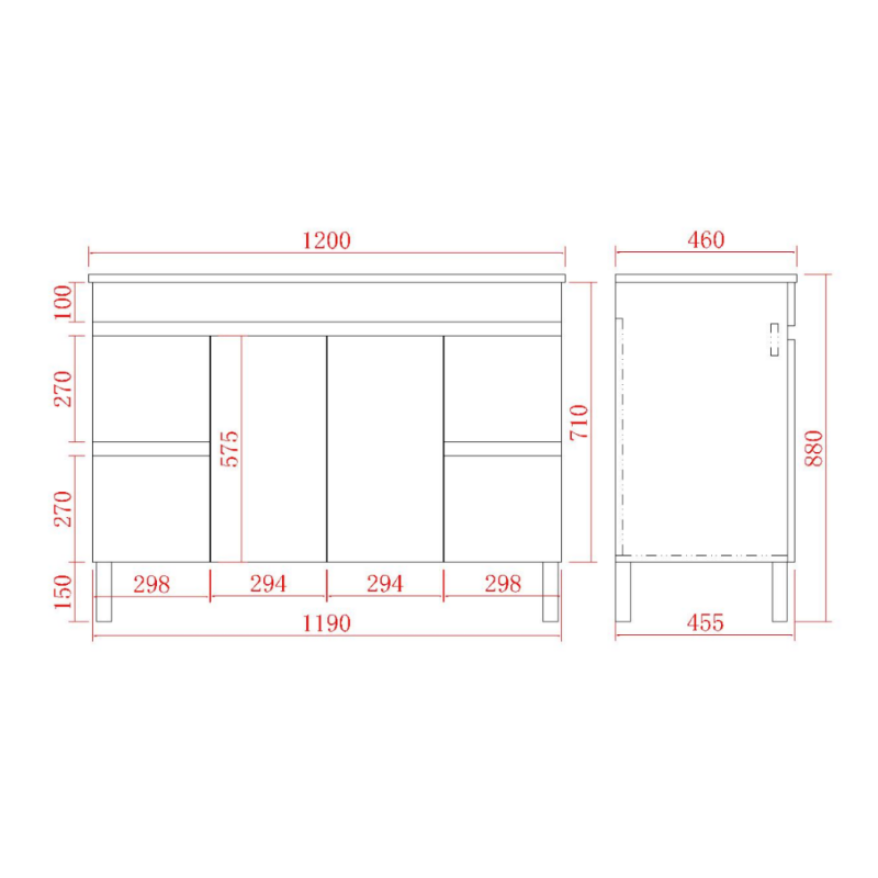 Furniture-Style Leg Vanity 1200/1500mm