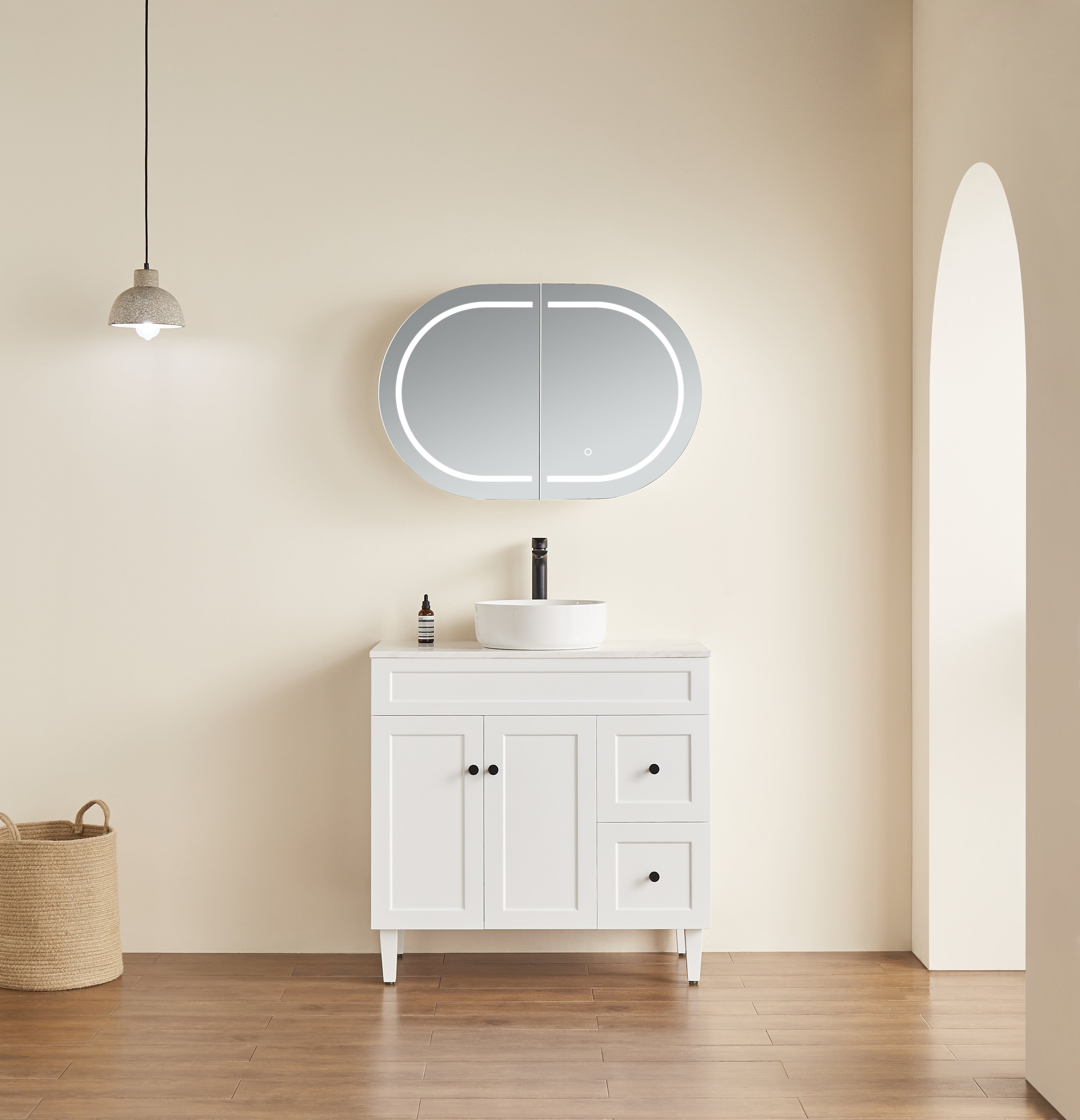 Lumero LED PVC Mirror Shaving Cabinet 900x600x155mm