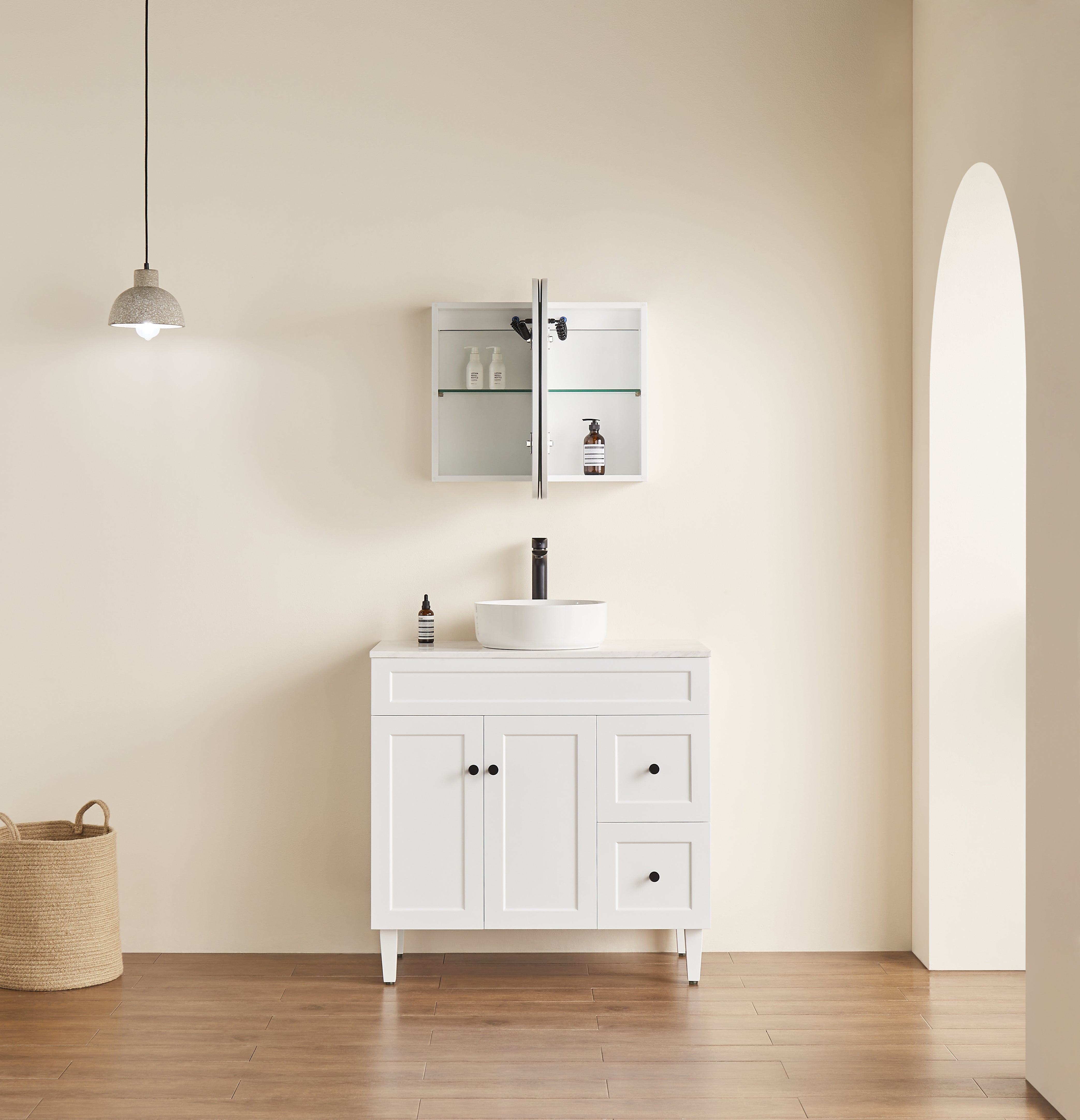 Lumero LED PVC Mirror Shaving Cabinet 900x600x155mm