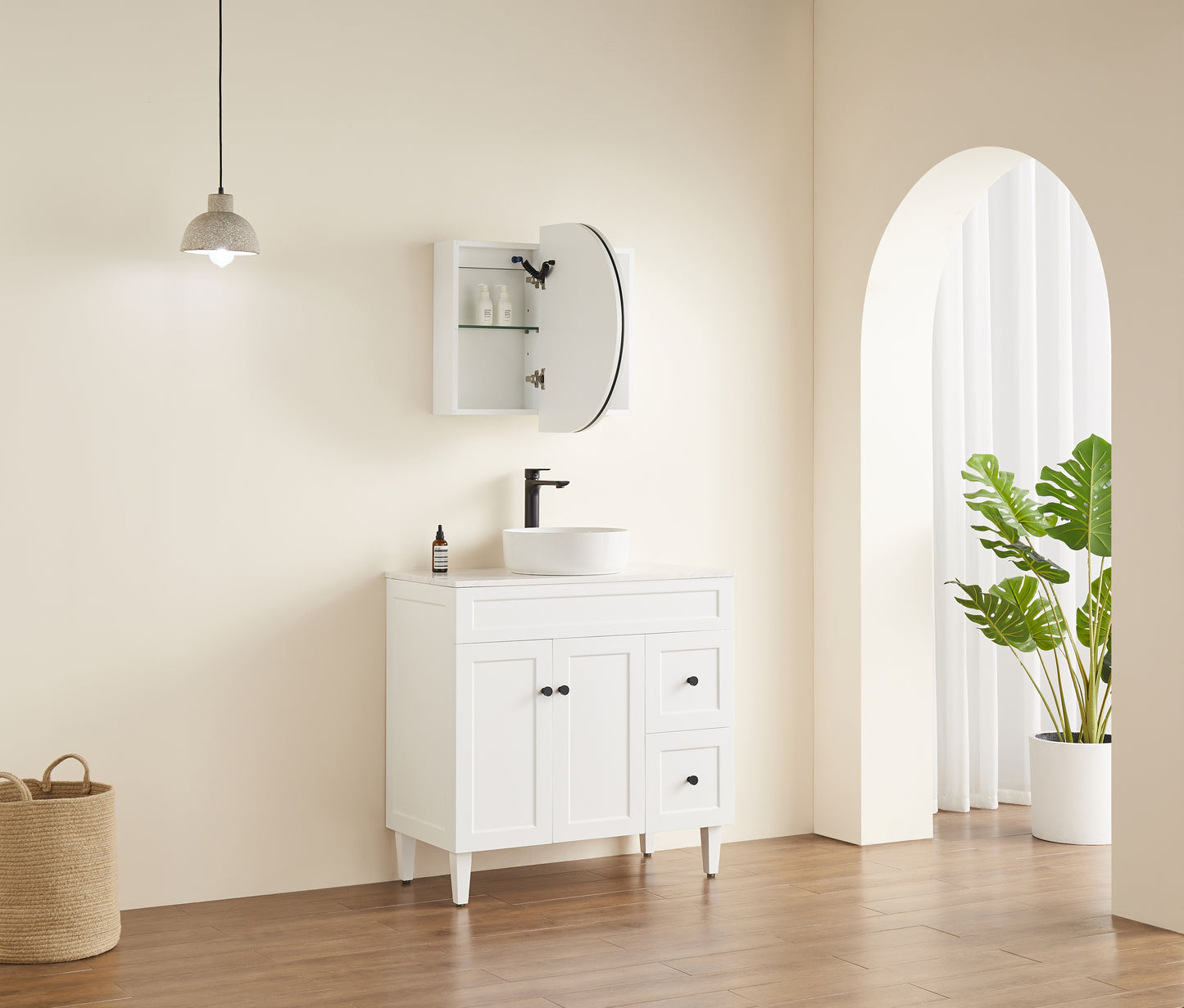 Olivia LED PVC Mirror Shaving Cabinet 900x600x155mm OPLSV9060MB/MW-LED