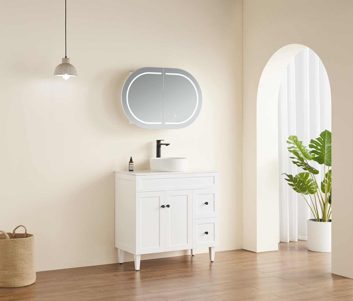 Olivia LED PVC Mirror Shaving Cabinet 900x600x155mm OPLSV9060MB/MW-LED
