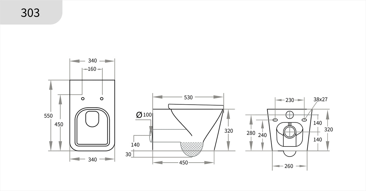 Qubist Box Rim BTW Wall-hung Toilet 550*345*320mm