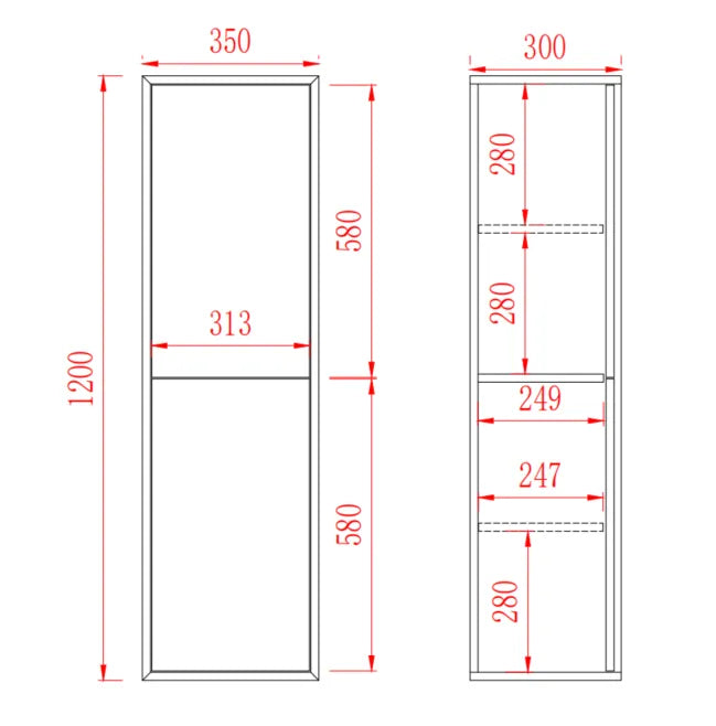 Wall Hung Side Cabinet 350*300*1200mm