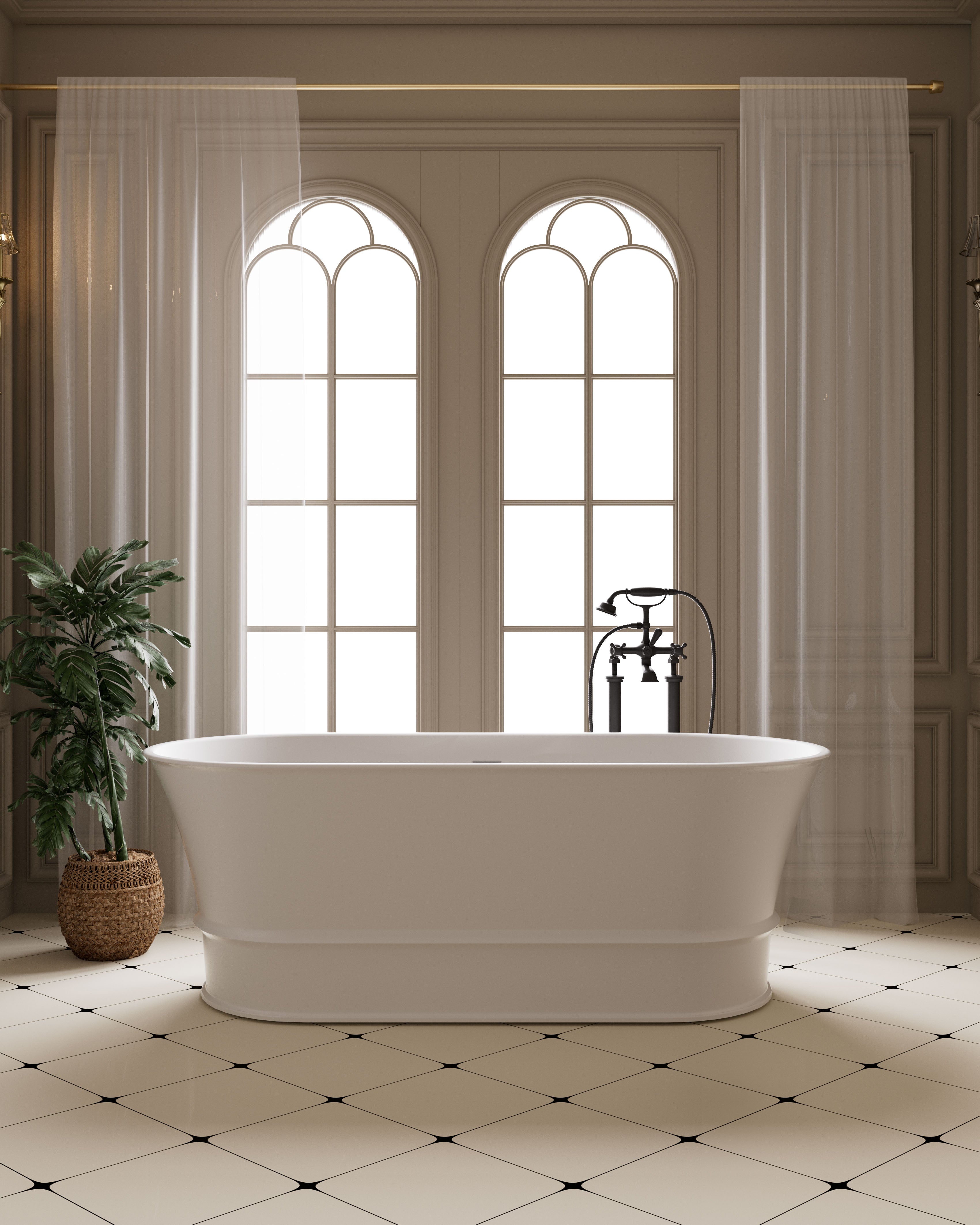 1500/1700mm Oval Solid Surface Stone Bathtub Freestanding Harrington CHBT1500/1700MW