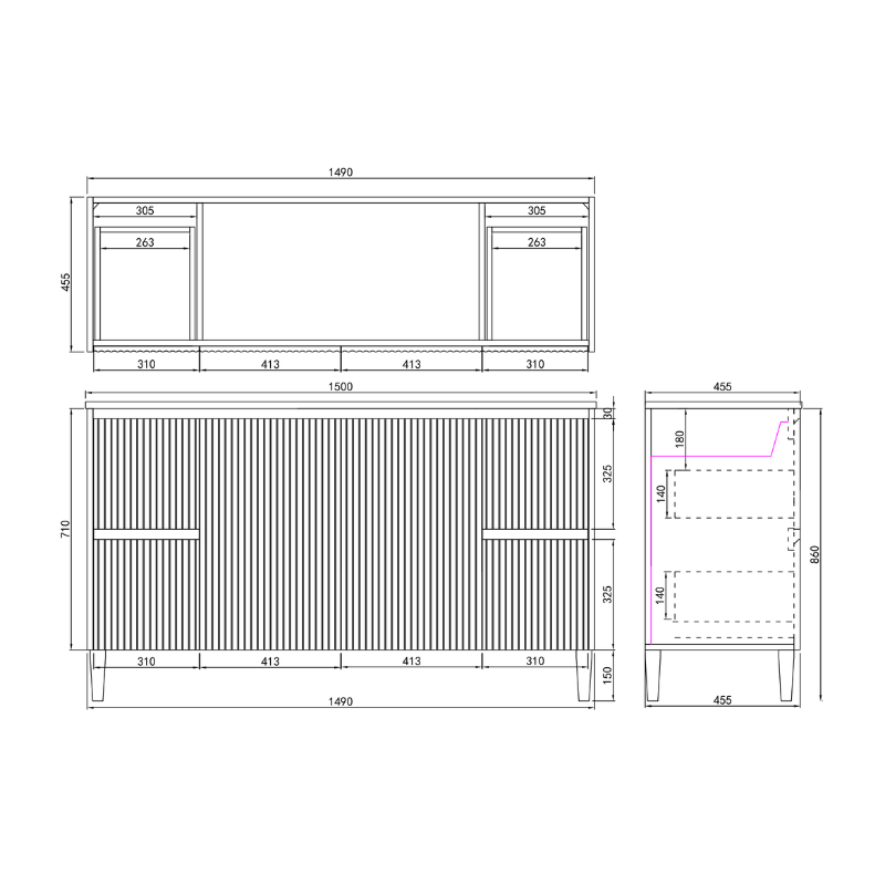 Meridian Floor Vanity 1190*455*860mm/1500*460*860mm
