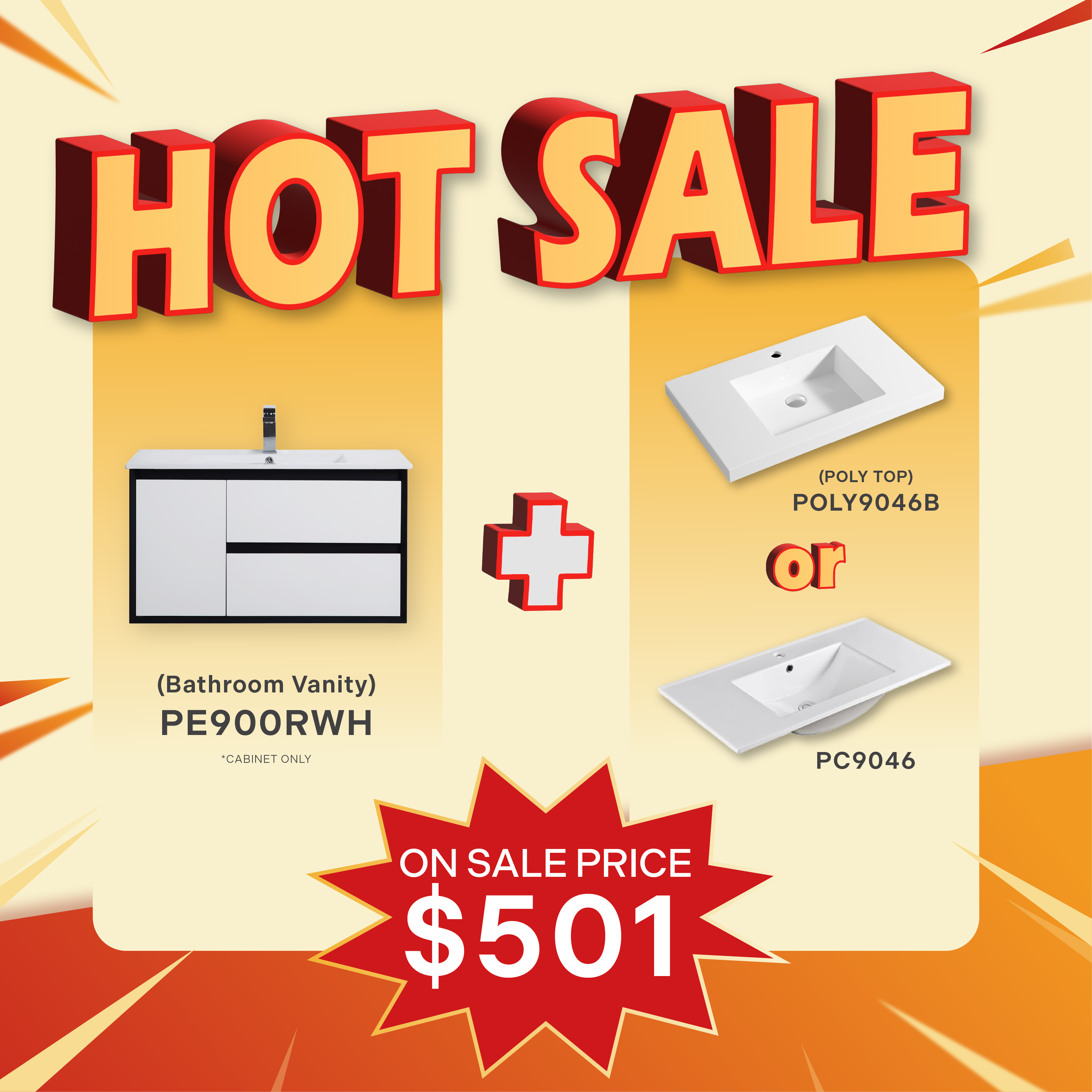 PVC Wall-Mounted Vanity Cabinet 600-1500mm