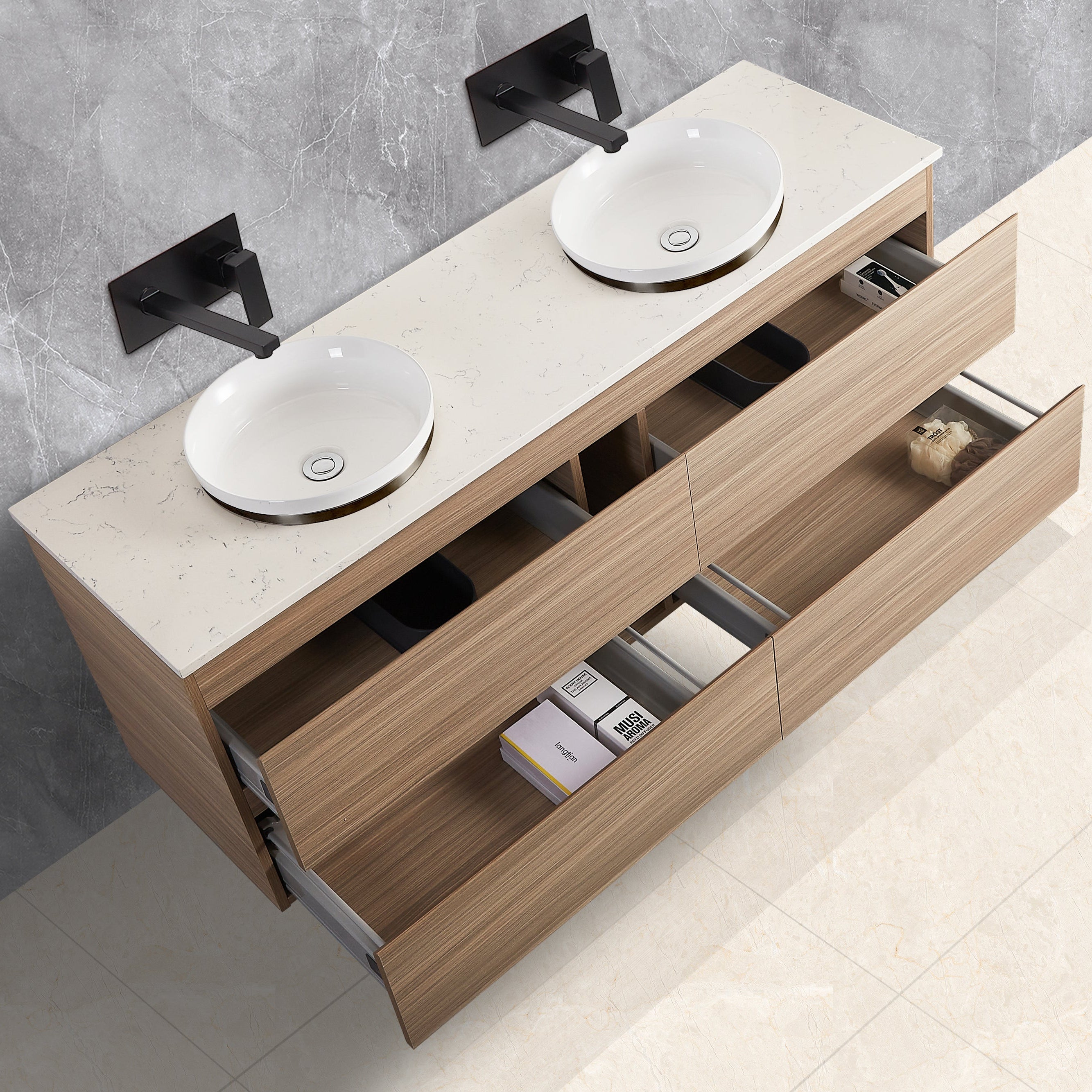 PVC Wall-Mounted Vanity Cabinet 1200/1500mm(4 Drawers)