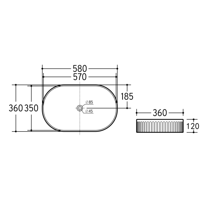Above Counter Basin 580*360*120mm