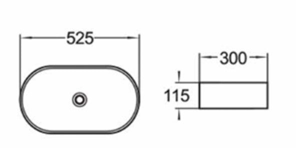 525*300*115mm Matte White Basin Carrara PA5230CRA