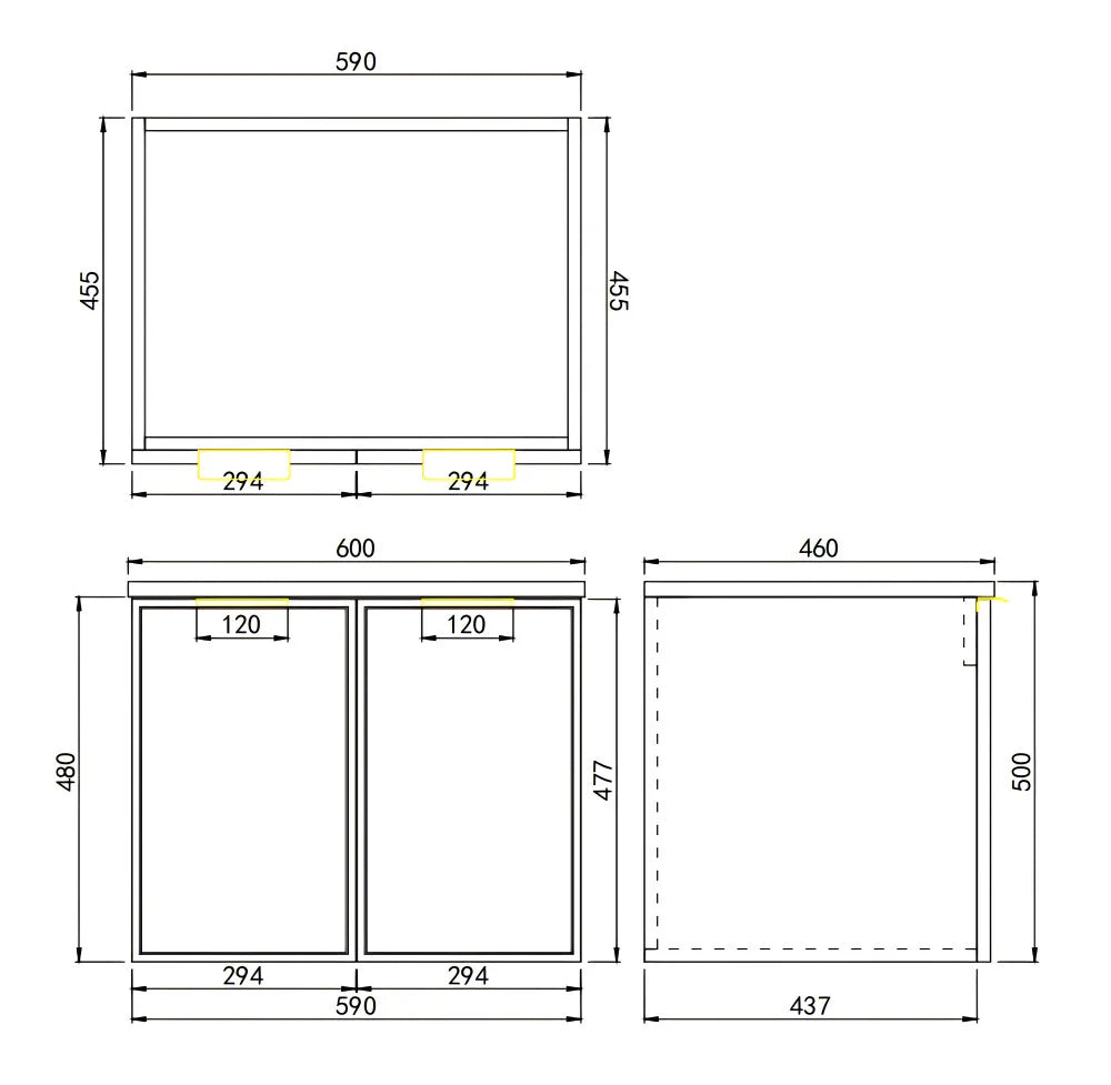 Vivid Pulse Wall Hung PVC Cabinet with Soft closing doors 590/740/890mm