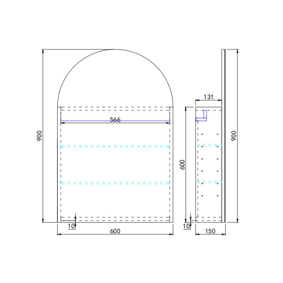 LED PVC Shaving Cabinet – Moisture-Resistant Bathroom Storage 600*900*155mm