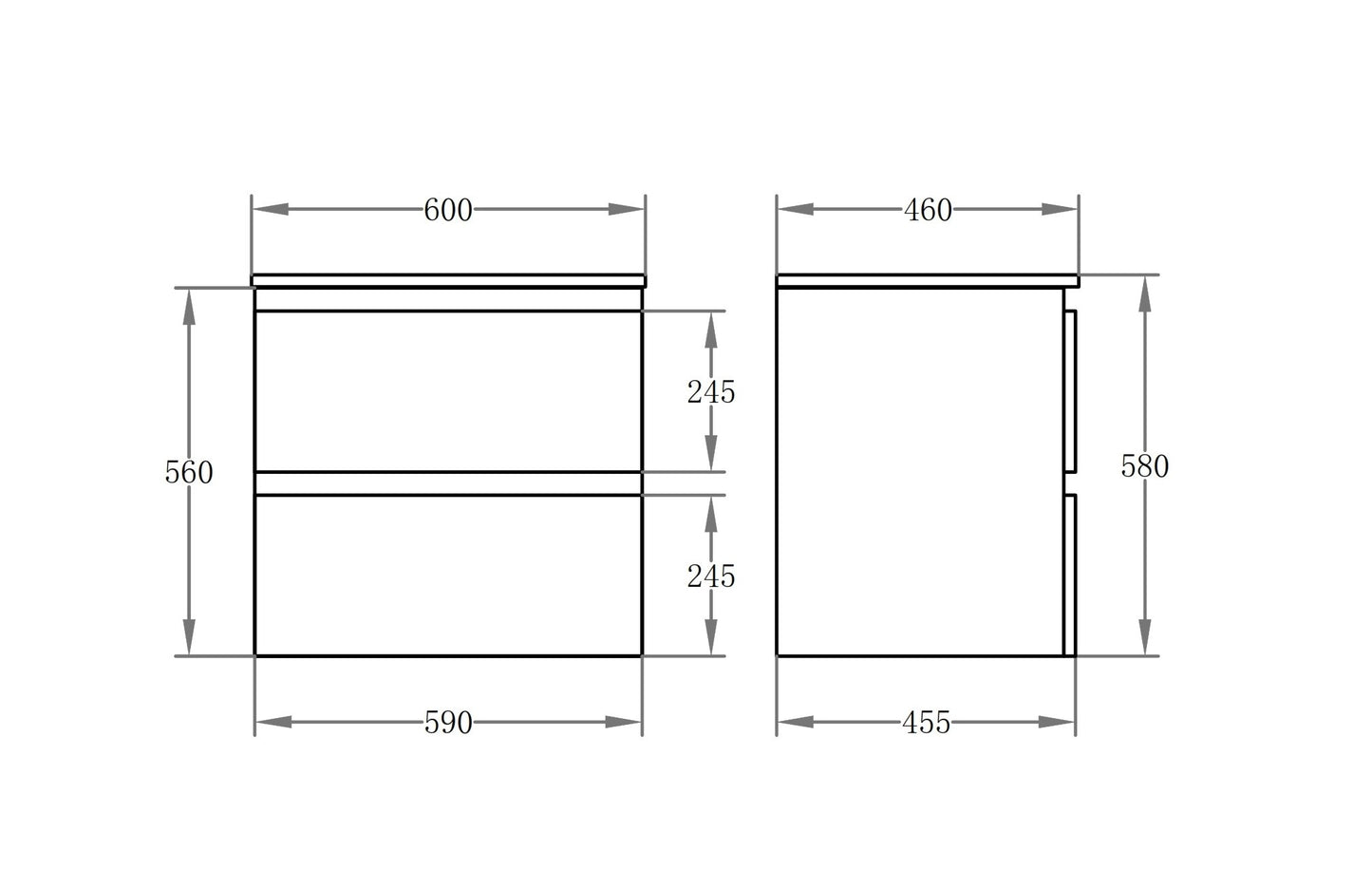 590x455x560mm Single Vanity Set RIVA 600-WH