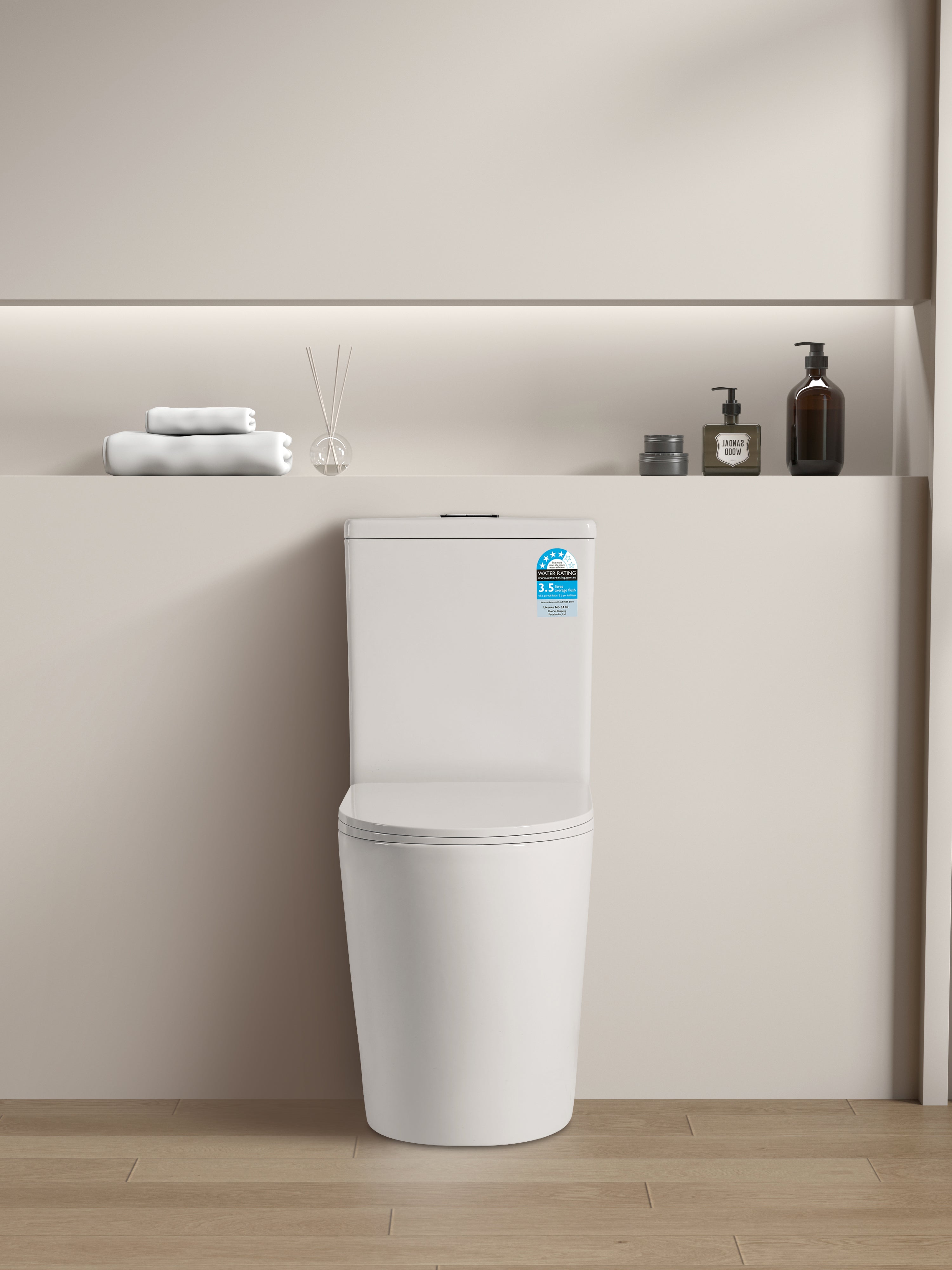605*380*870mm Back to Wall Avis Compact Rimless Toilet Suite LUX600 Trap Included