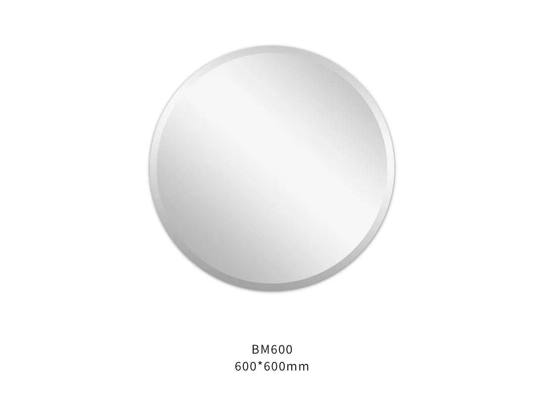 Rounda Beveled Edge Round Bathroom Mirror – Wall Mounted 500-900mm