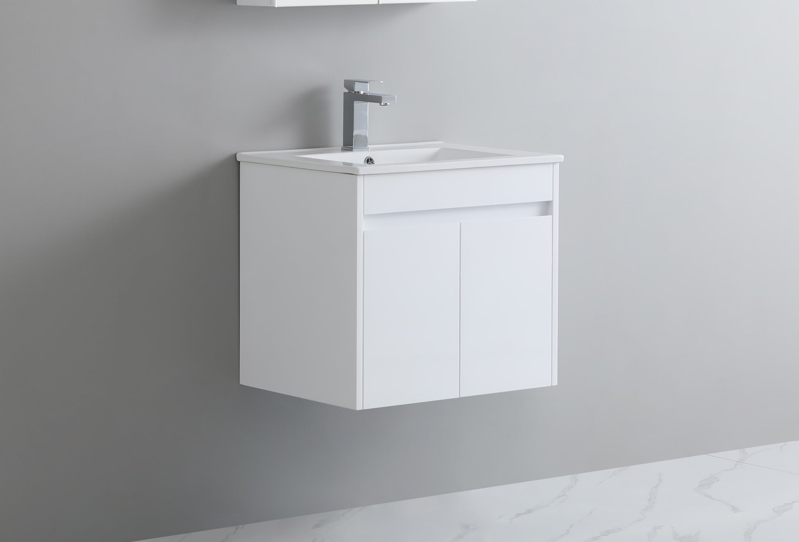 600/750/900/1200mm Wall-hung MDF Bathroom Vanity White Cabinet with Ceramic Top