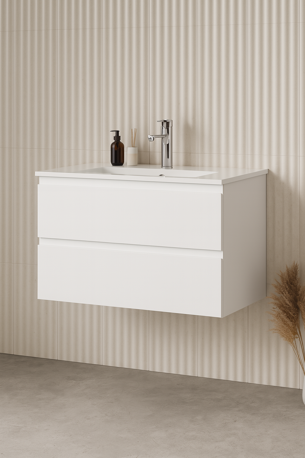Vita Flux Wall-Mounted PVC Cabinet with U shape soft closing drawers 600-900mm