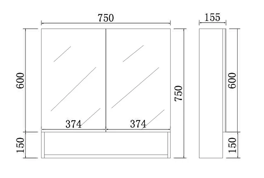 Stella Walnut PVC Waterproof Copper-Free Mirror 600-1480mm Walnut-SV600/750/900/1200/1500